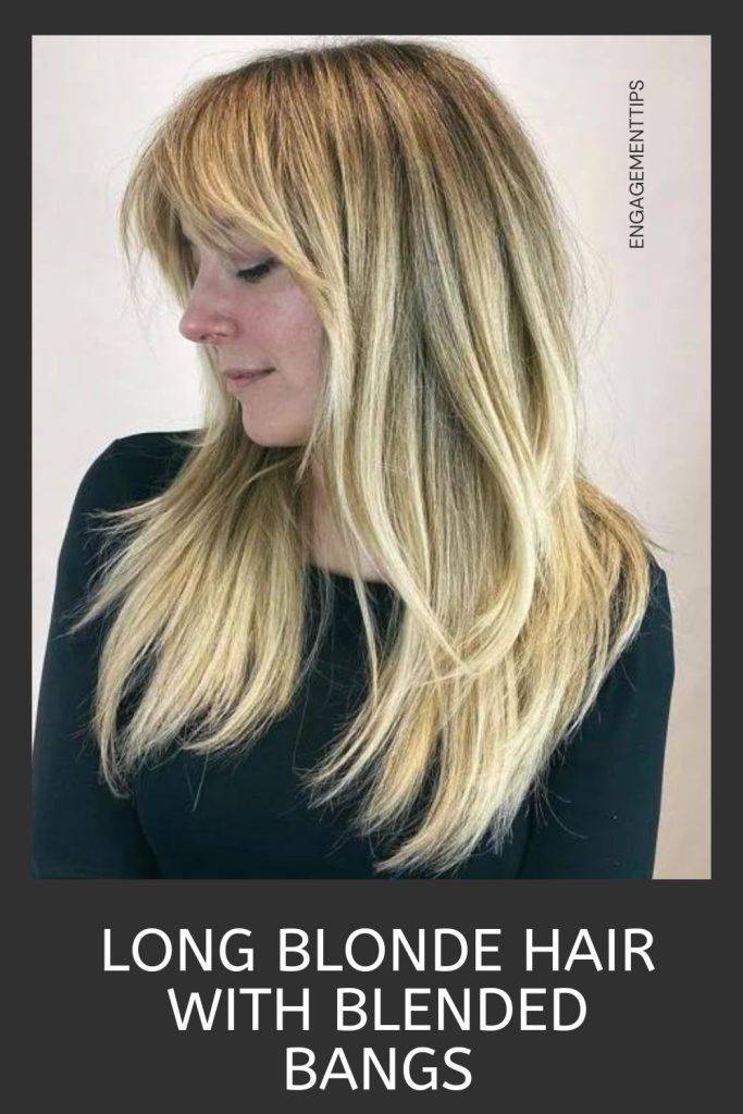 Long Blonde Hair with Blended Bangs - layered hair with bangs