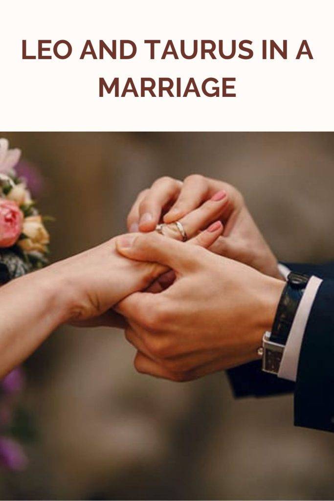 A couple in exchanging rings at their wedding - Leo woman and Taurus man compatibility