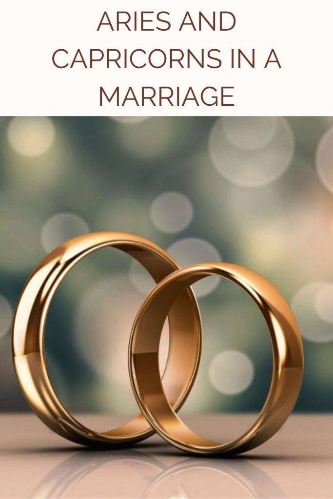 Two wedding rings are shown in the image - Aries and Capricorn marriage