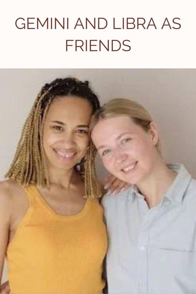 2 friends posing for camera 2 friends posing for camera - Gemini and Libra compatibility friendship