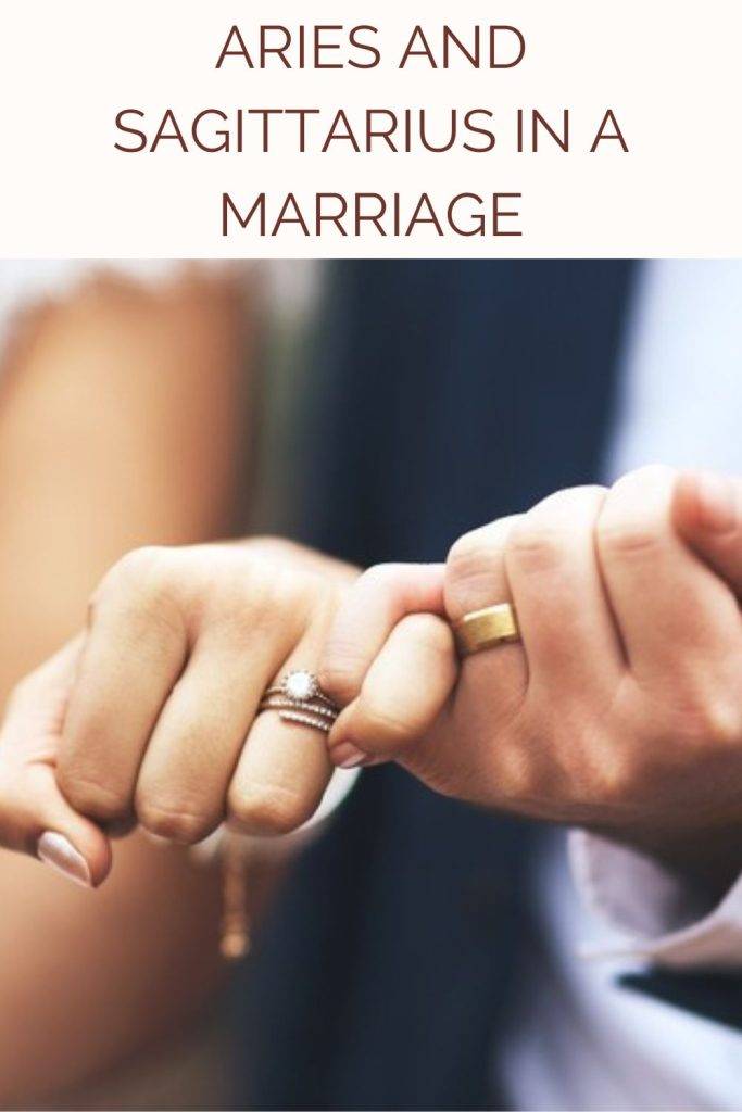 A couple is showing their wedding rings  - compatibility of Aries and Sagittarius