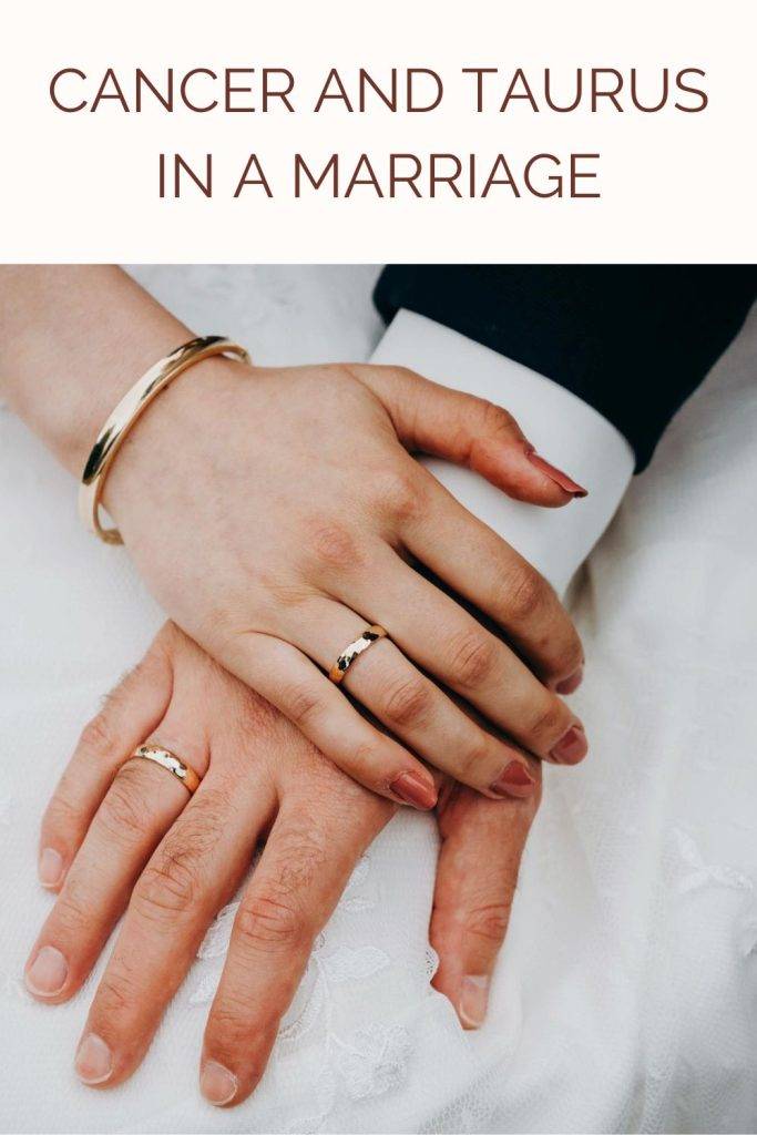 A couple is showing their wedding rings - Cancer and Taurus marriage compatibility
