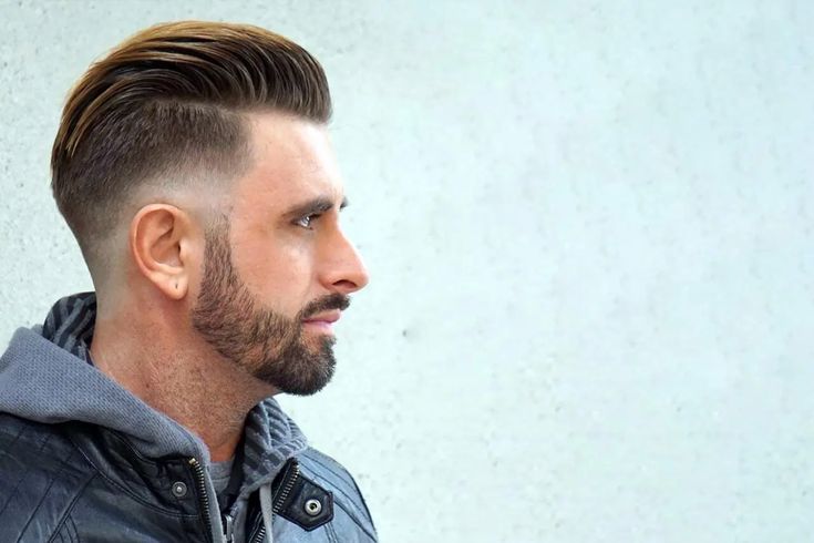 side view of undercut comb over hairstyle for men