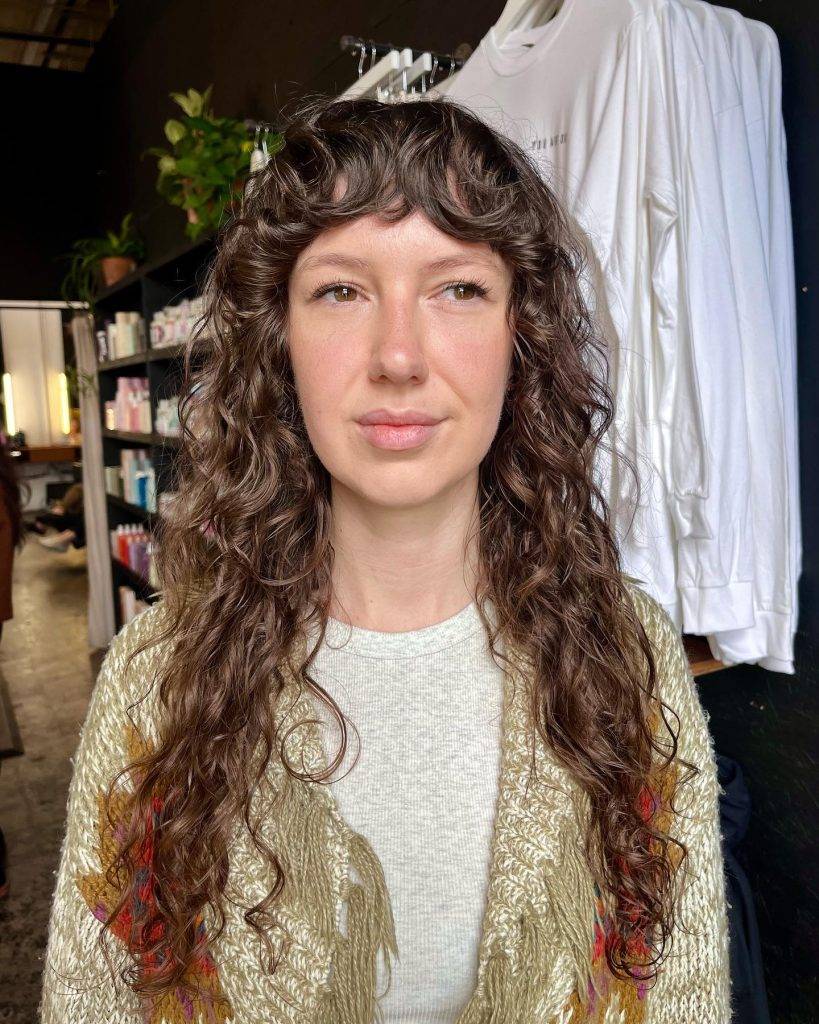 Curly Shag Hairstyle 112 Curly hair shaggy bob | Curly shag mullet | Medium length curly shags Curly Shag Hairstyles for Women