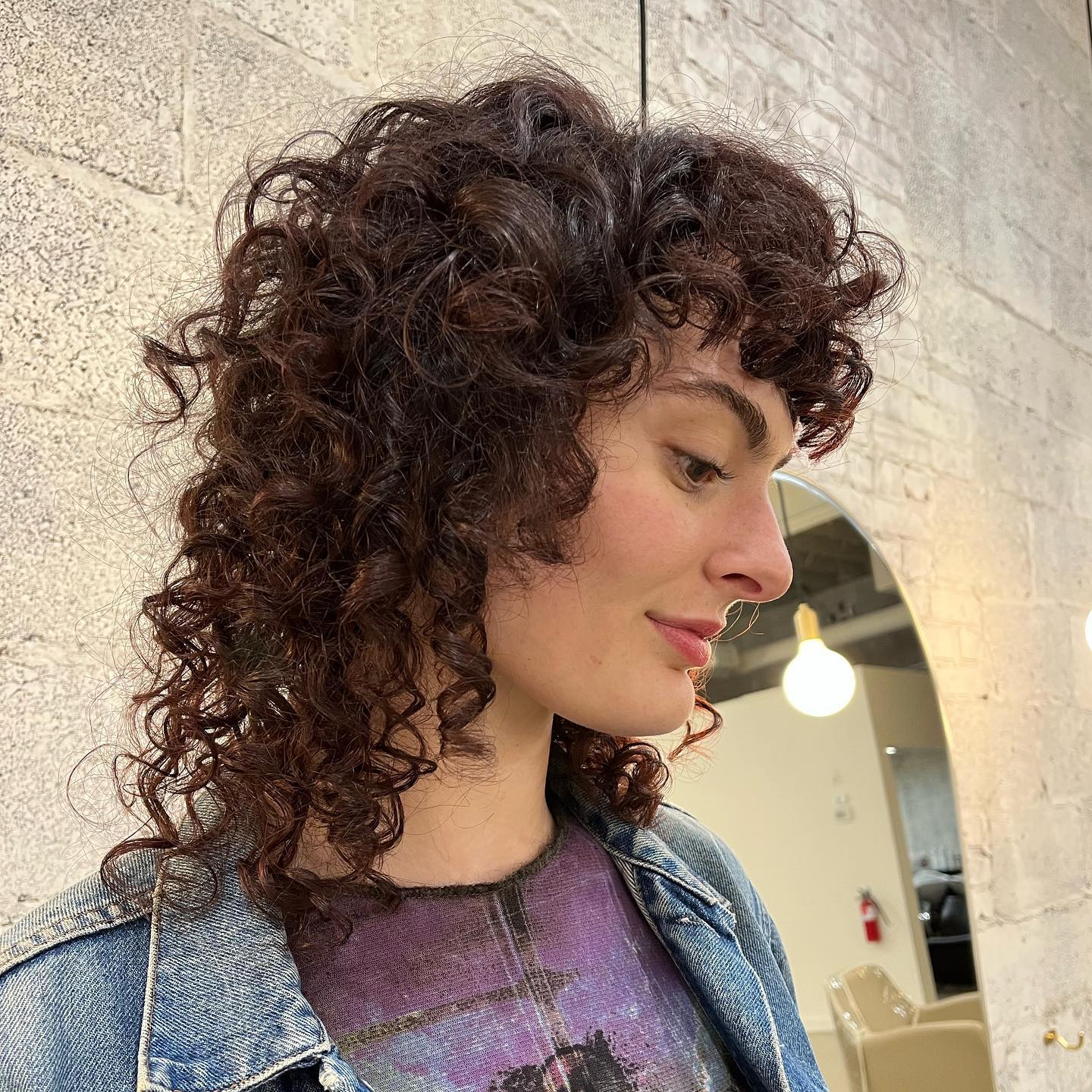 Curly Shag Hairstyle 116 Curly hair shaggy bob | Curly shag mullet | Medium length curly shags Curly Shag Hairstyles for Women