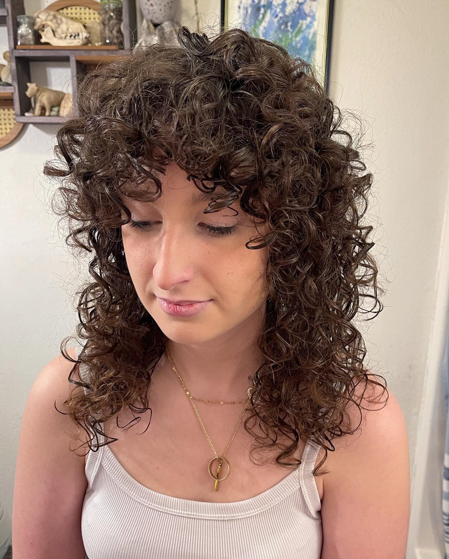 Curly Shag Hairstyle 95 Curly hair shaggy bob | Curly shag mullet | Medium length curly shags Curly Shag Hairstyles for Women