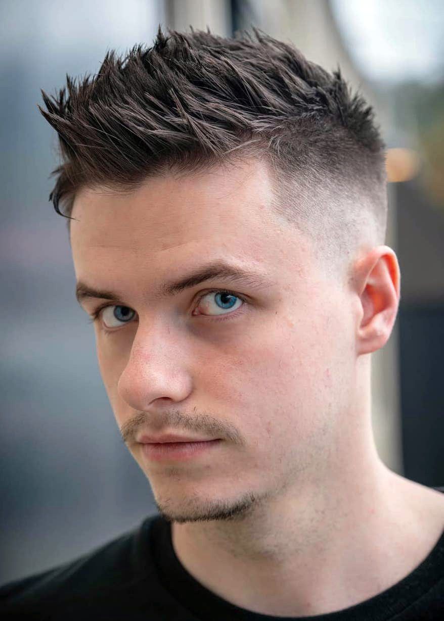 mid fade short faux hawk hairstyle