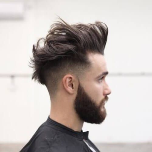 long high fade faux hawk hairstyle for men