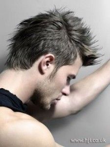 spiky short faux hawk hairstyle for men