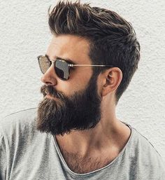 low fade faux hawk hairstyle with beard