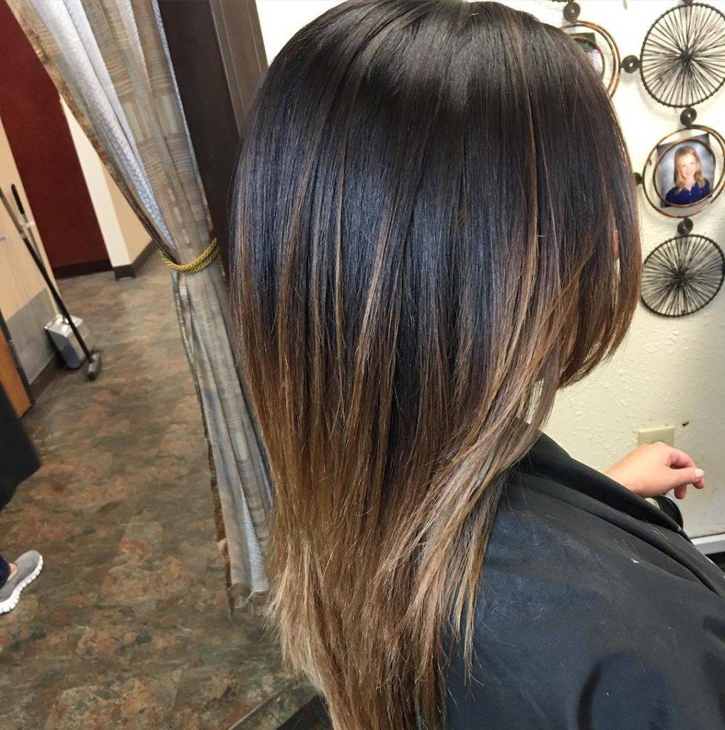 straight ombre hairstyle 5 Dark Brown to light brown ombre straight hair | Image of Pictures of ombre colors Pictures of ombre colors | Ombre hair straight medium length Straight Ombre Hairstyles