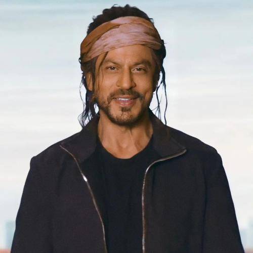 Shahrukh khan in black jacket with bandana with long hair