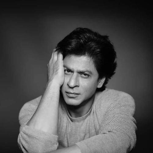 Shahrukh khan in grey t-shirt with medium hair