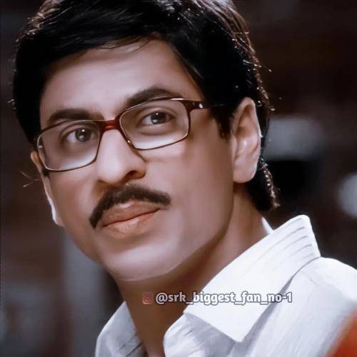 Shahrukh khan in white shirt and spectacles and mustache with medium hairstyle